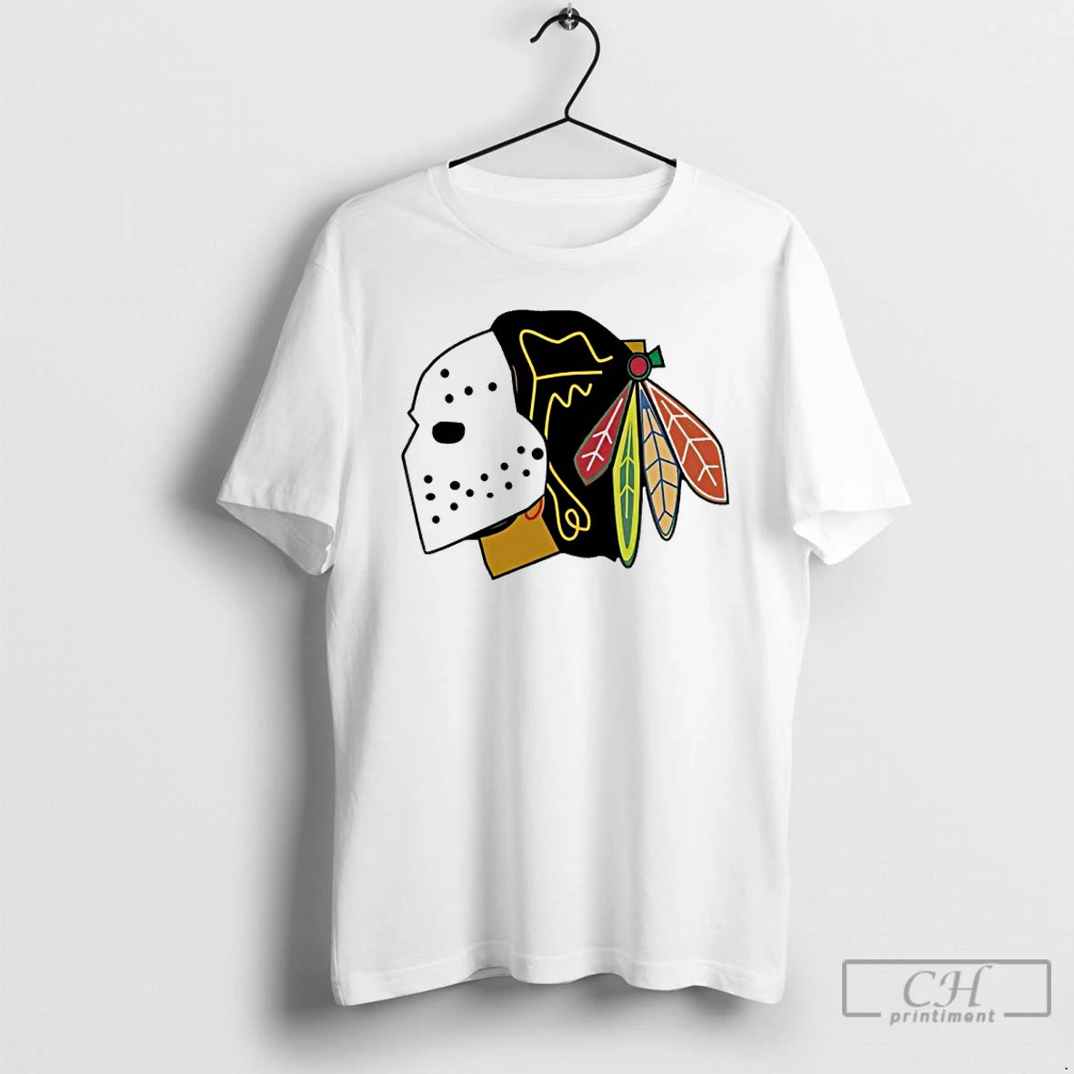 Classic Blackhawks Hockey Mask Logo T Shirts