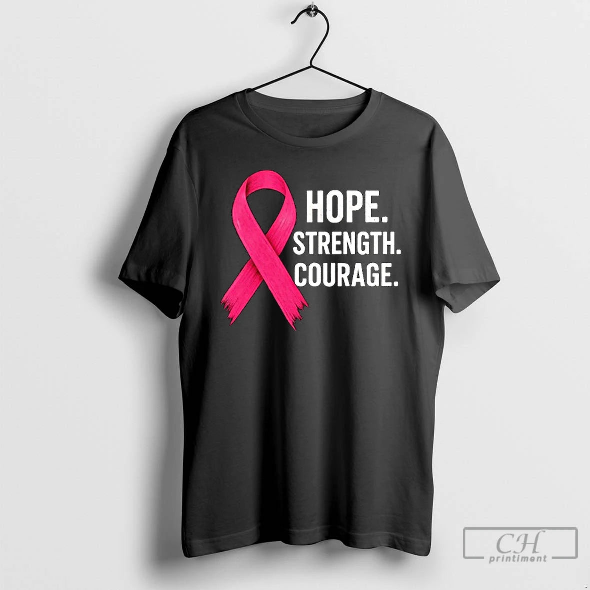 Classic Breast Cancer Hope Strength Courage T Shirts