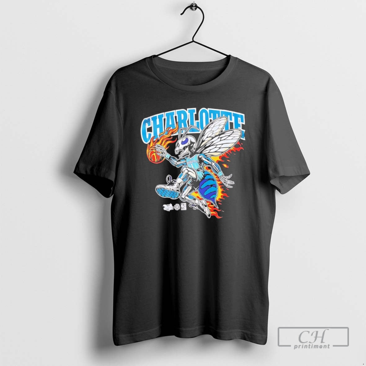 Classic Charlotte Hornets Mascot Skeleton Burning Player Nba Shirt Sweater