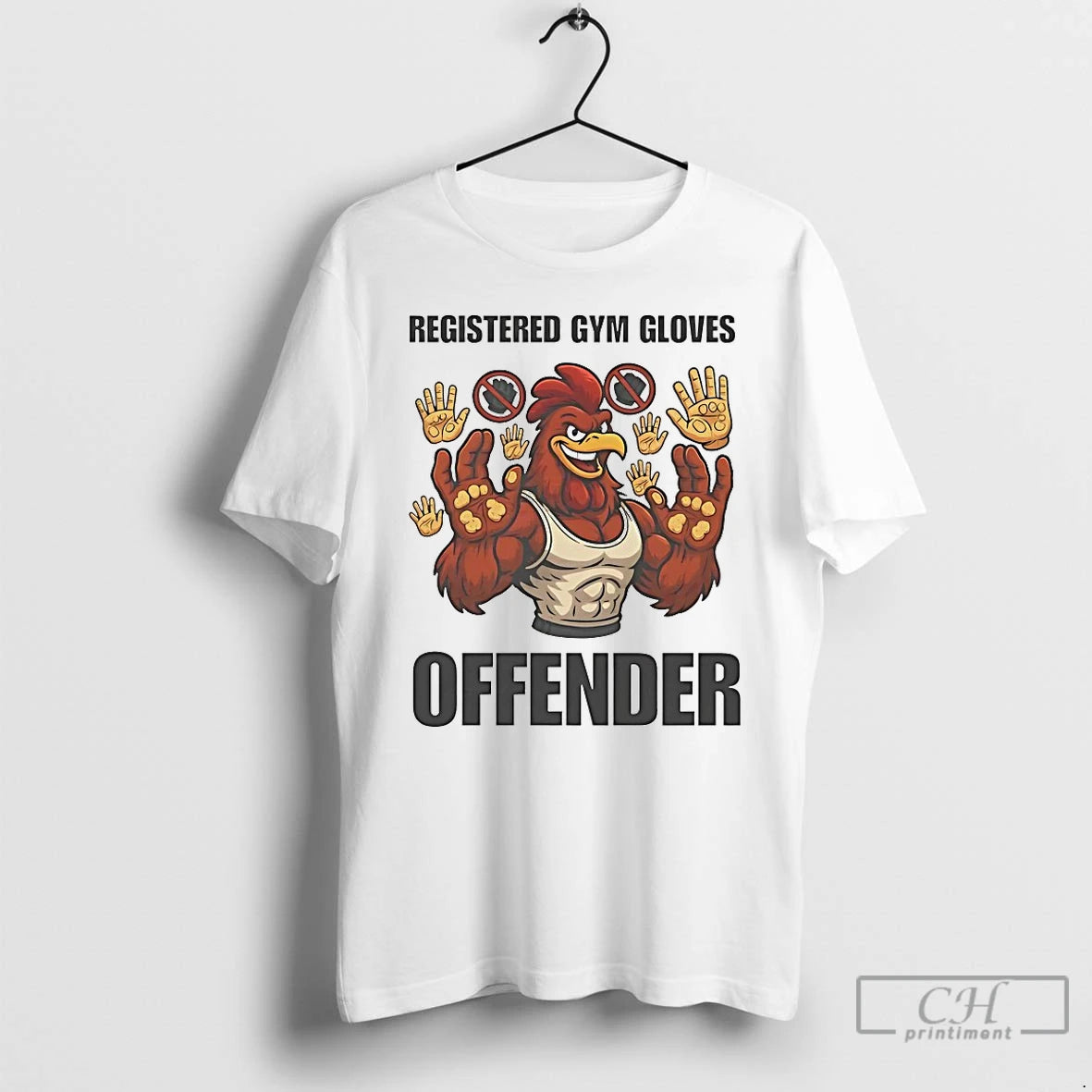 Classic Chicken Registered Gym Gloves Offender T Shirts