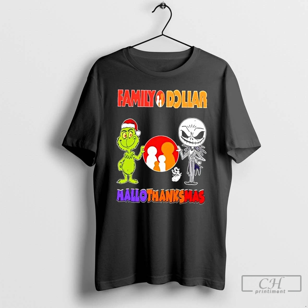 Classic Family Dollar X Grinch And Jack Skellington Friends Fist Bump Happy Hallothanksmas T Shirts