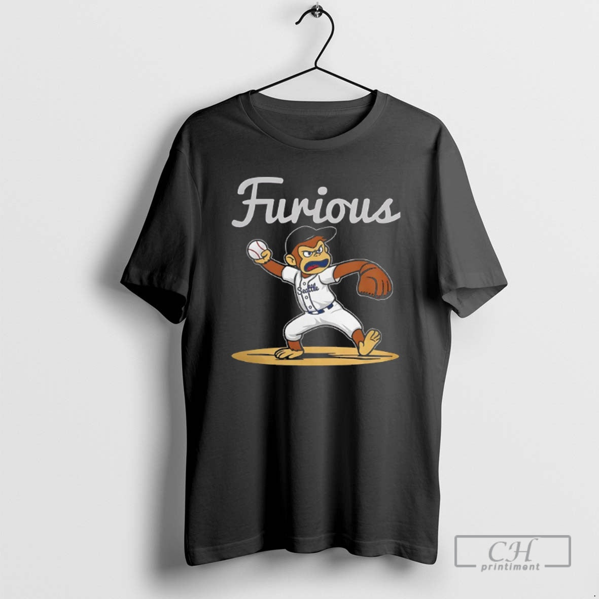 Classic Furious Seattle Mariners Monkey Pitching Character Baseball Shirt Sweater