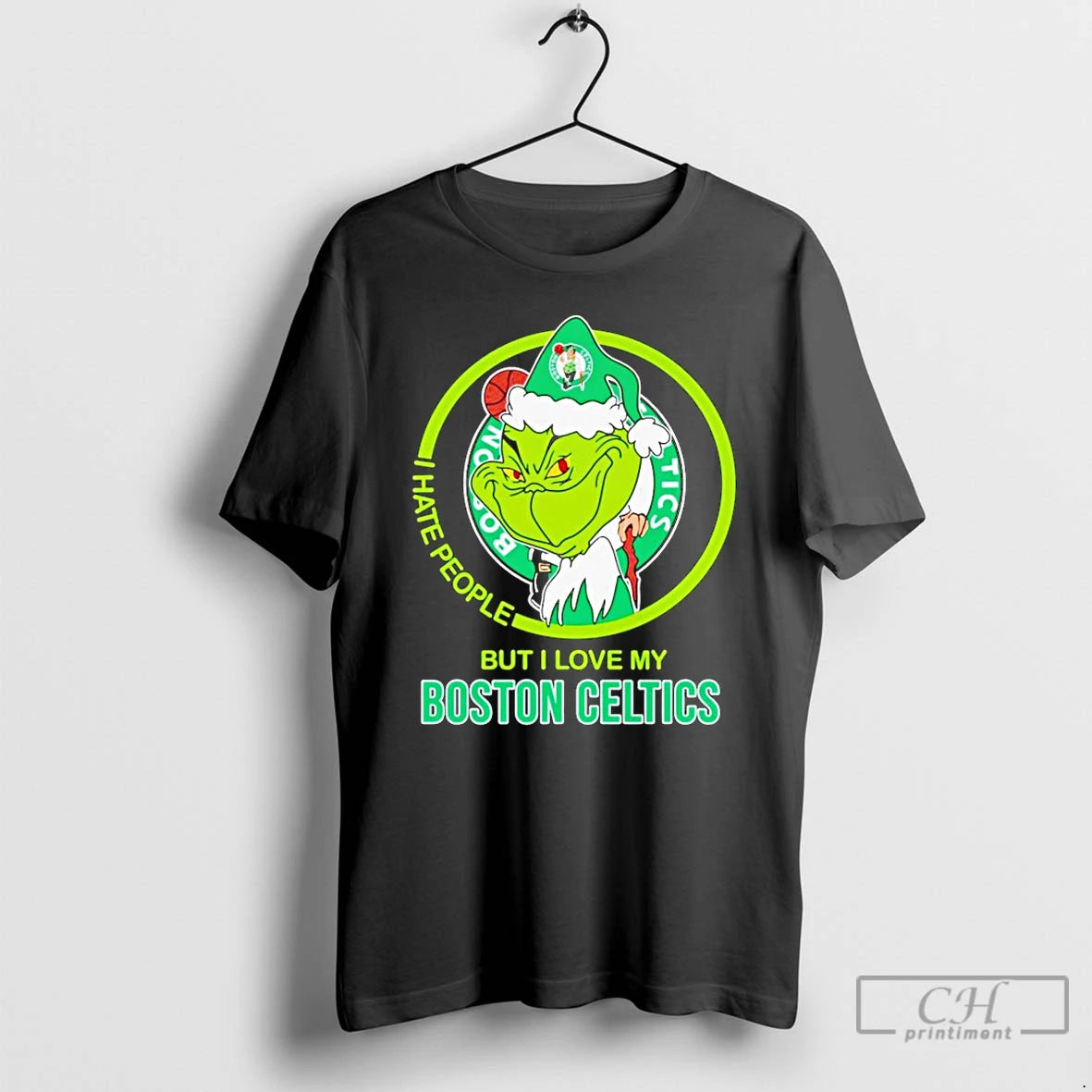 Classic Grinch I Hate People But I Love My Boston Celtics T Shirts
