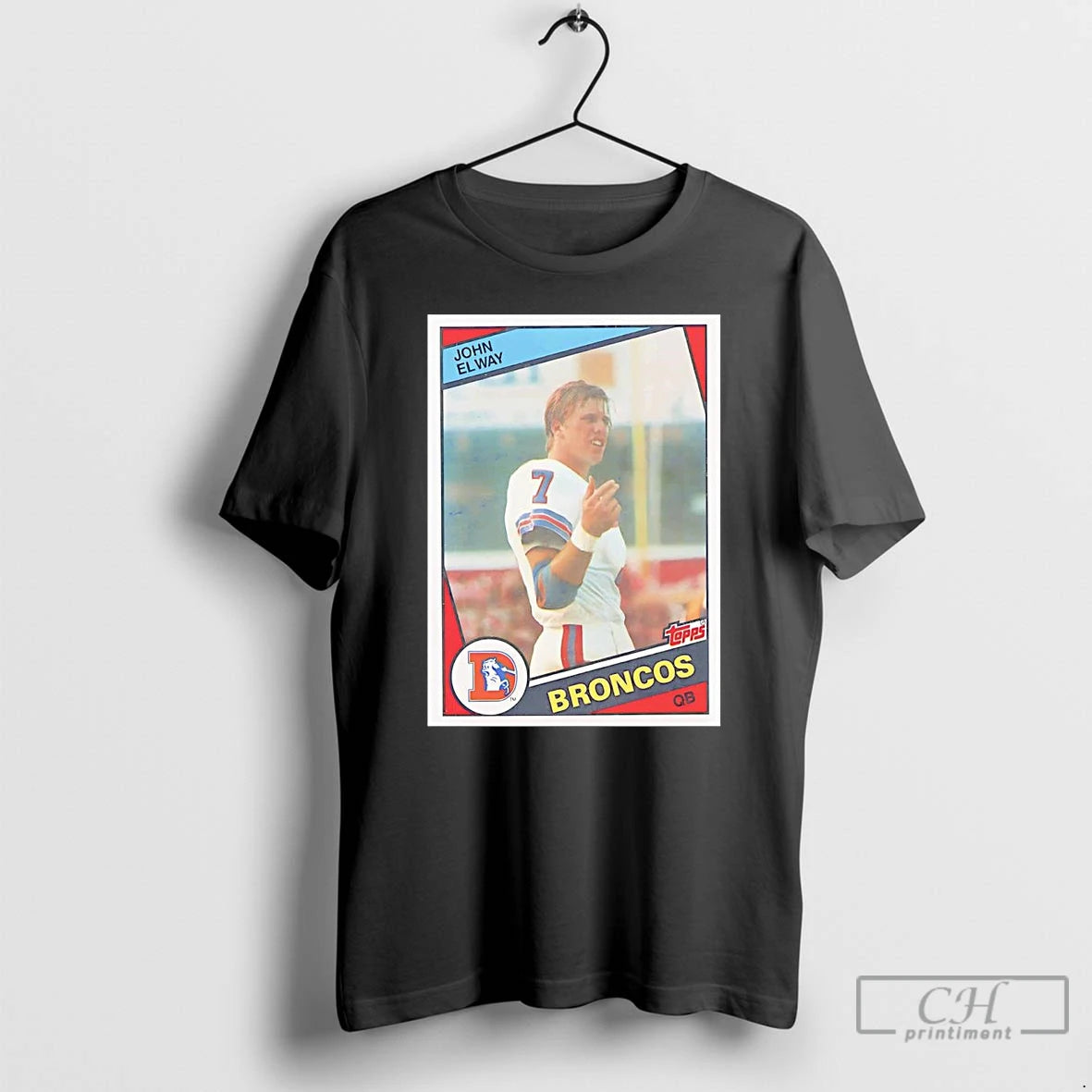 Classic John Elway Trading Card Broncos T Shirts