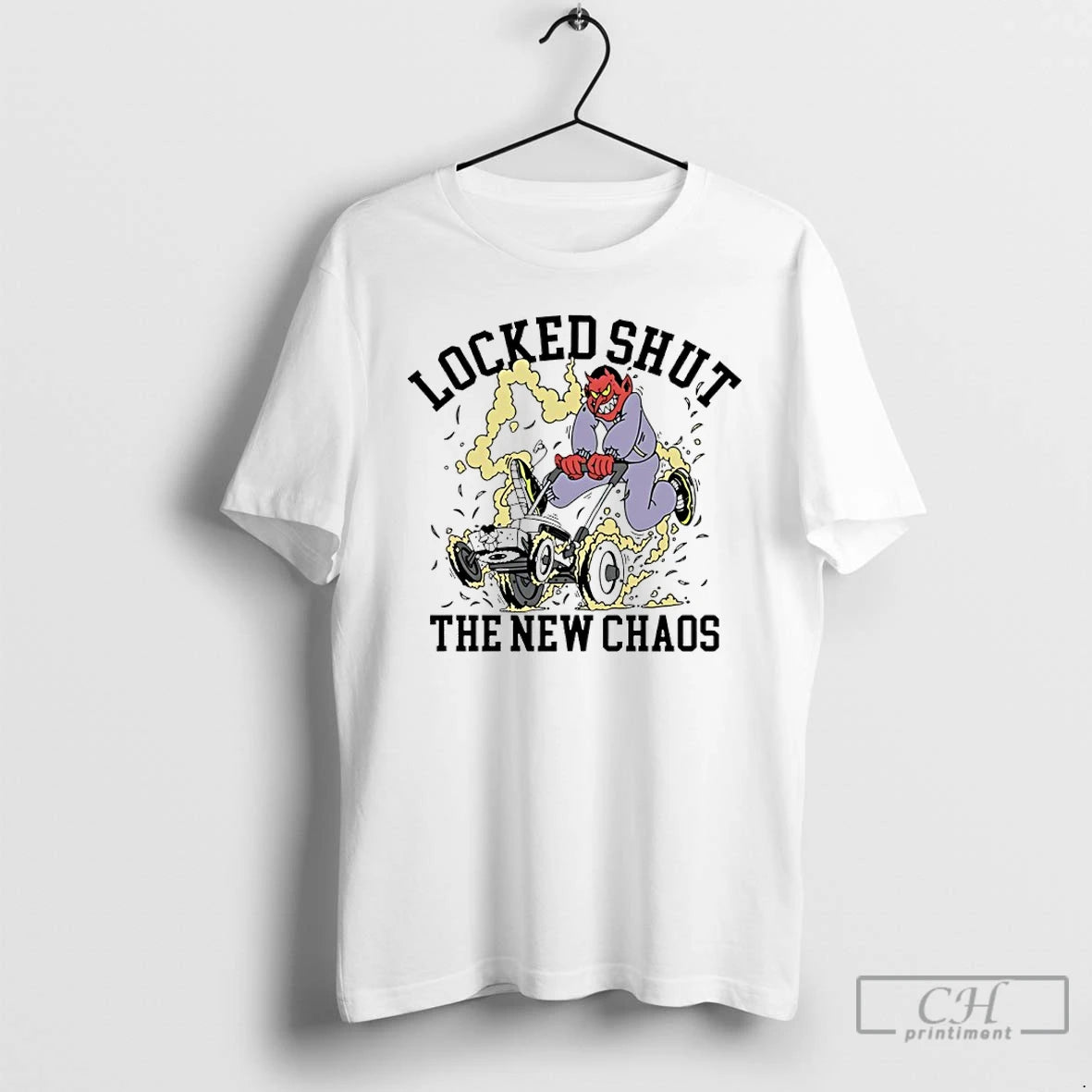 Classic Locked Shut The New Chaos Mower Devil T Shirts