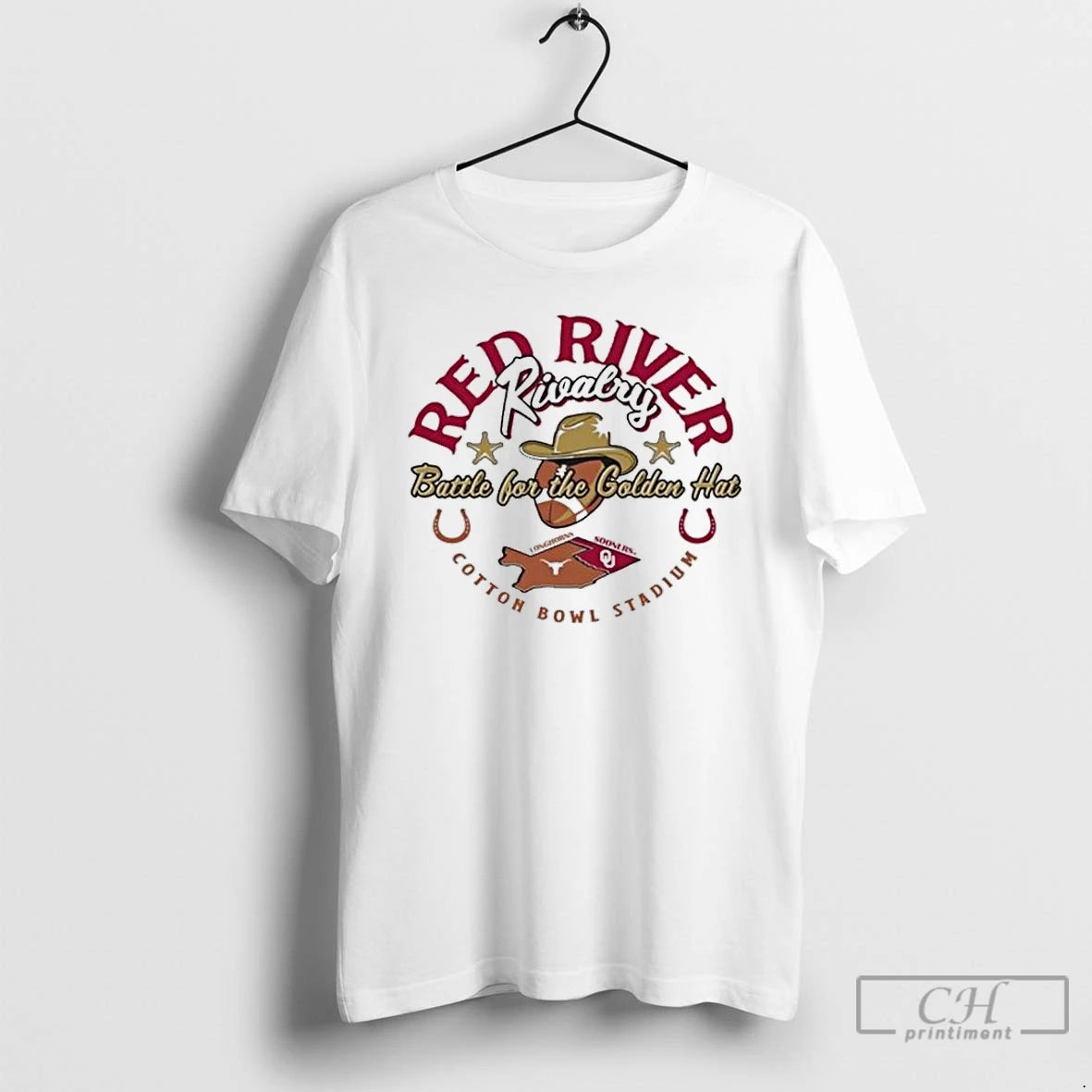 Classic Longhorns Vs Ou 2025 Red River Rivalry Golden Hat T Shirts