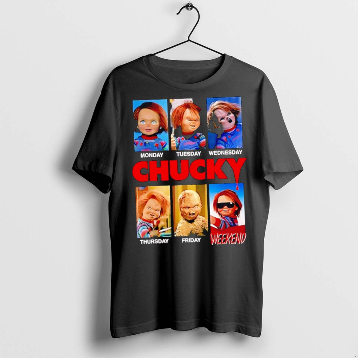 Classic Monday Tuesday Thursday Friday Weekend Chucky Doll Movie Wall Art T Shirts