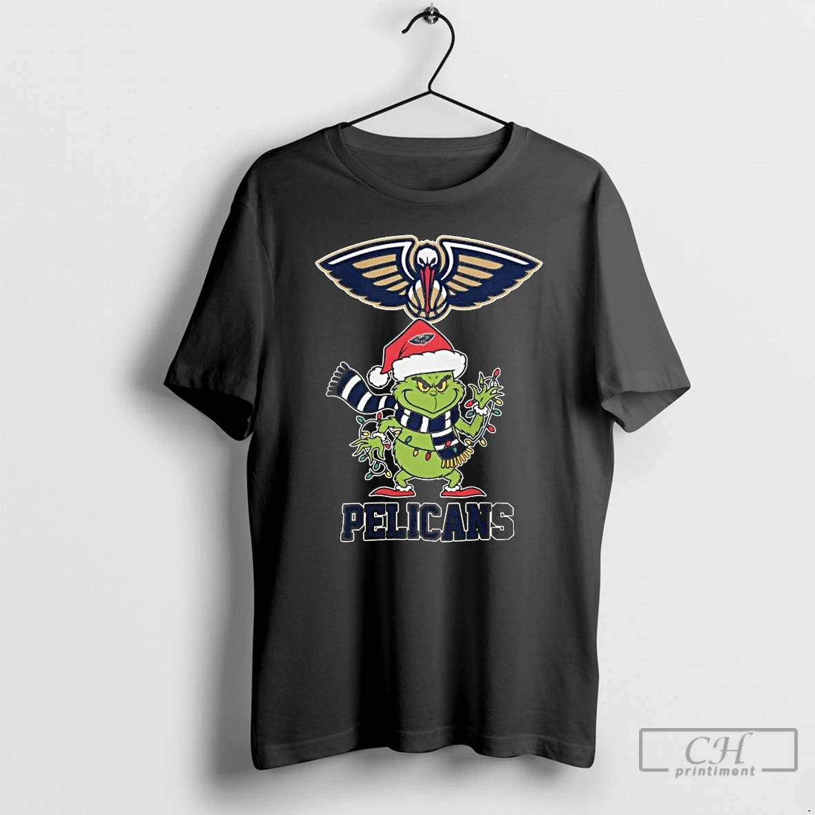 Classic New Orleans Pelicans X Grinch Santa Lights Christmas 2025 Long Sleve T Shirts