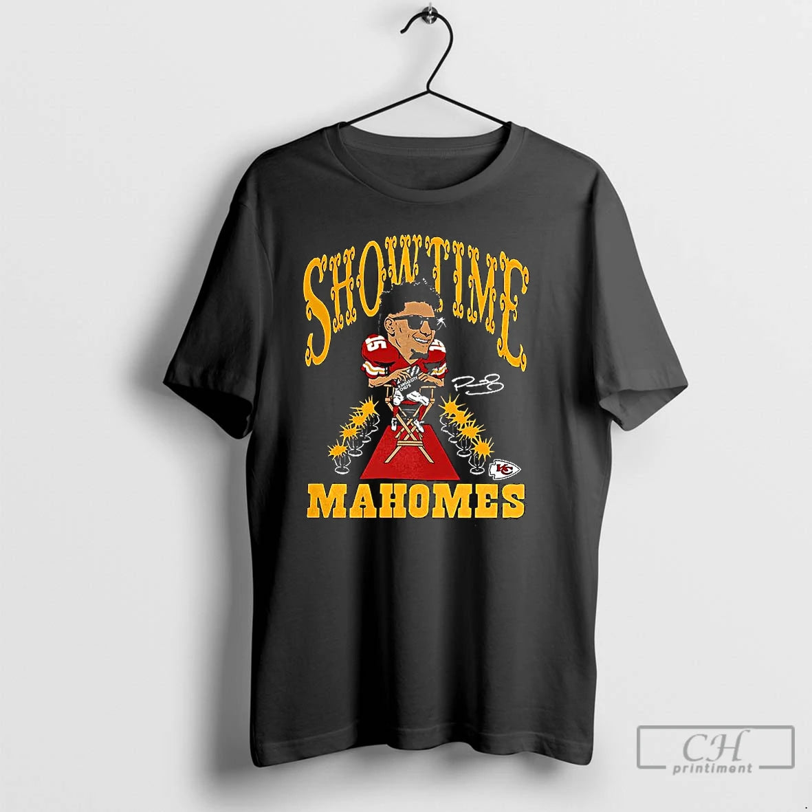 Classic Patrick Mahomes Kansas City Chiefs Football Caricature Player Graphic Signature T Shirts
