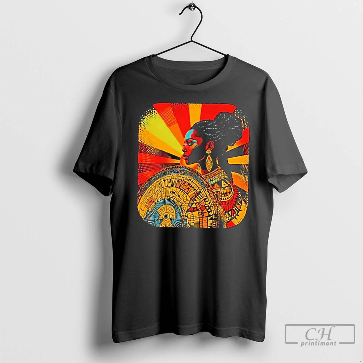 Classic Shield Woman With Abstract Tribal Pattern