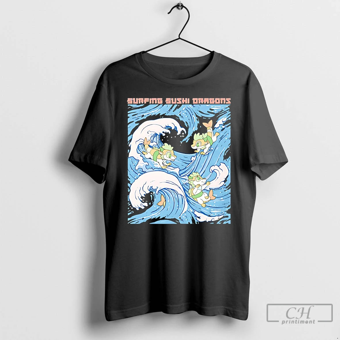 Classic Surfing Sushi Dragons T Shirts