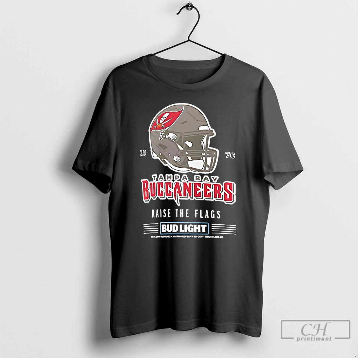 Classic Tampa Bay Buccaneers Bud Light 1976 Raise The Flags Football Helmet T Shirts
