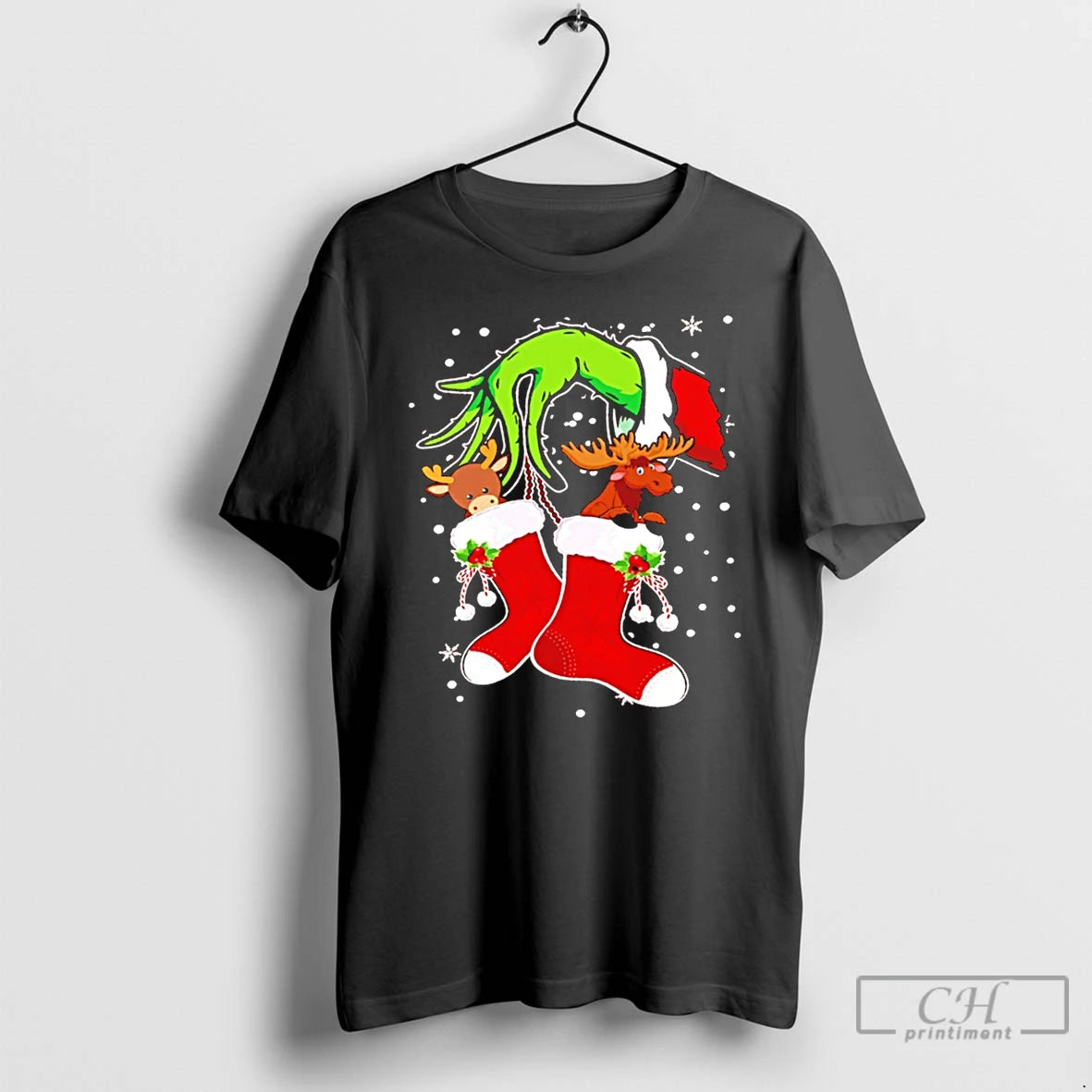 Classic The Grinch Stole The Reindeer And The Moose Christmas T Shirts