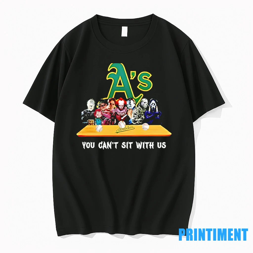 Horror Movie Characters You Cant Sit With Us Oakland Athletics Halloween Tshirts Sweater