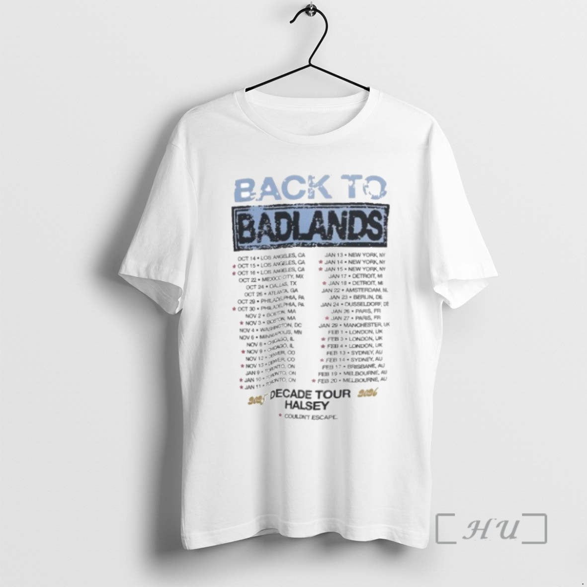 Limited Edition Back To Badlands 2025 Decade Tour Schedule Tee Shirt Sweater