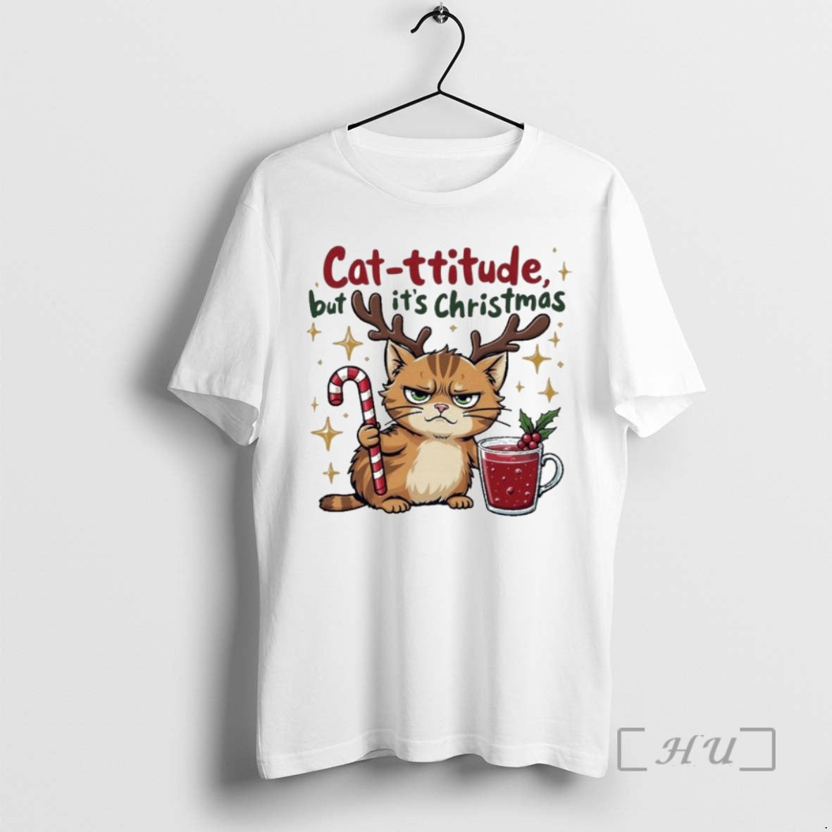 Limited Edition Cat Titude Christmas Cat Grumpy Cattitude Meme Tee Shirt Sweater