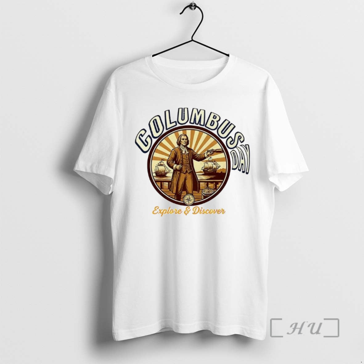Limited Edition Columbus Day Explore And Discover Retro Logo Tee Shirt Sweater