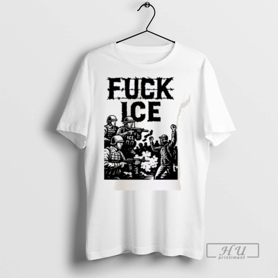 Limited Edition Fuck Ice Barbed Wire Protest Graphic Tee Shirt Sweatshirt Hoodies