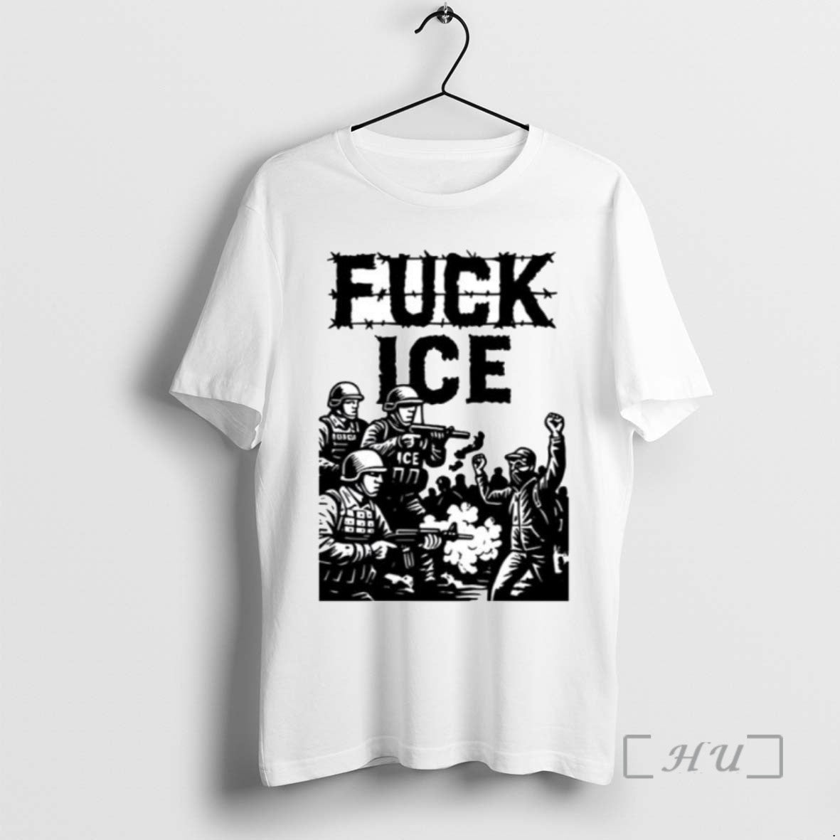 Limited Edition Fuck Ice Barbed Wire Protest Ornaments Tee Shirt Sweater
