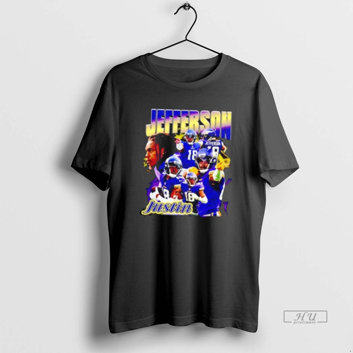 Limited Edition Jefferson Justin Graphic Collage Minnesota Vikings Tee Shirt Sweater