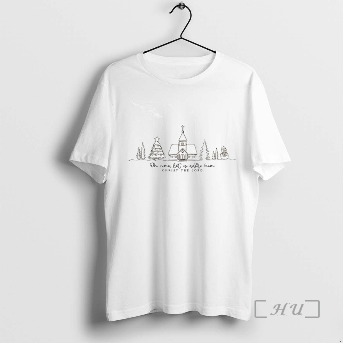 Limited Edition Oh Come Let Us Adore Him Christmas Church Scene Christ The Lord Tee
