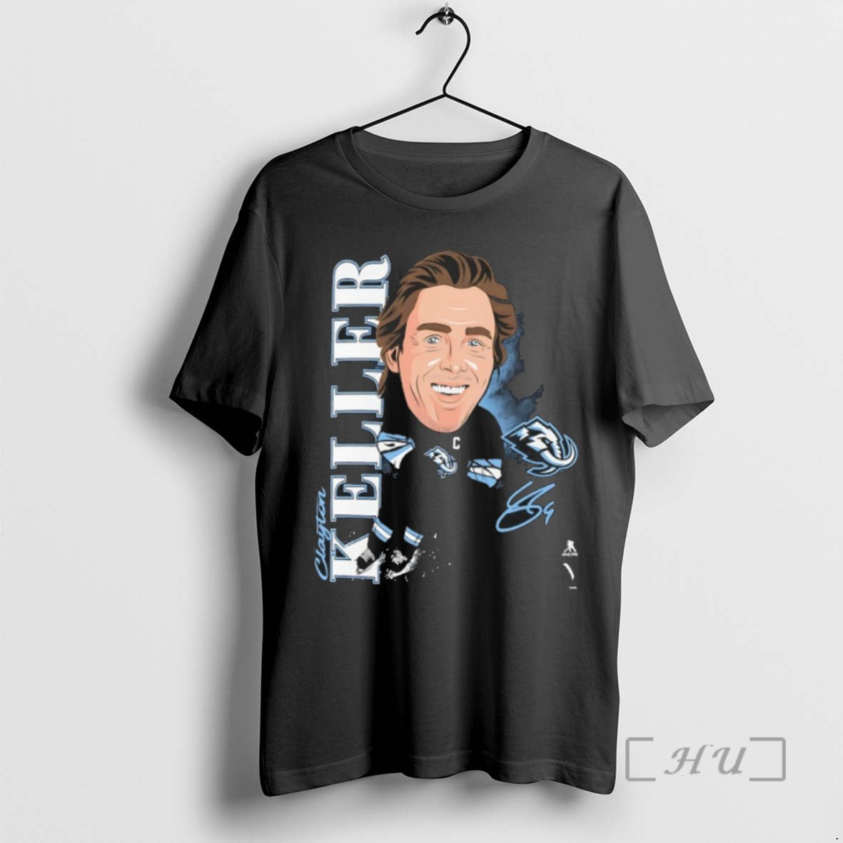 Limited Edition Utah Mammoth Clayton Keller Player Signature Caricature Tee Shirt Sweater
