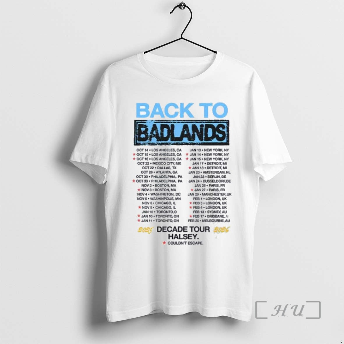 Limited Edition Halsey Back To Badlands Tour 2025 2026 Merch Tee Shirt Sweater