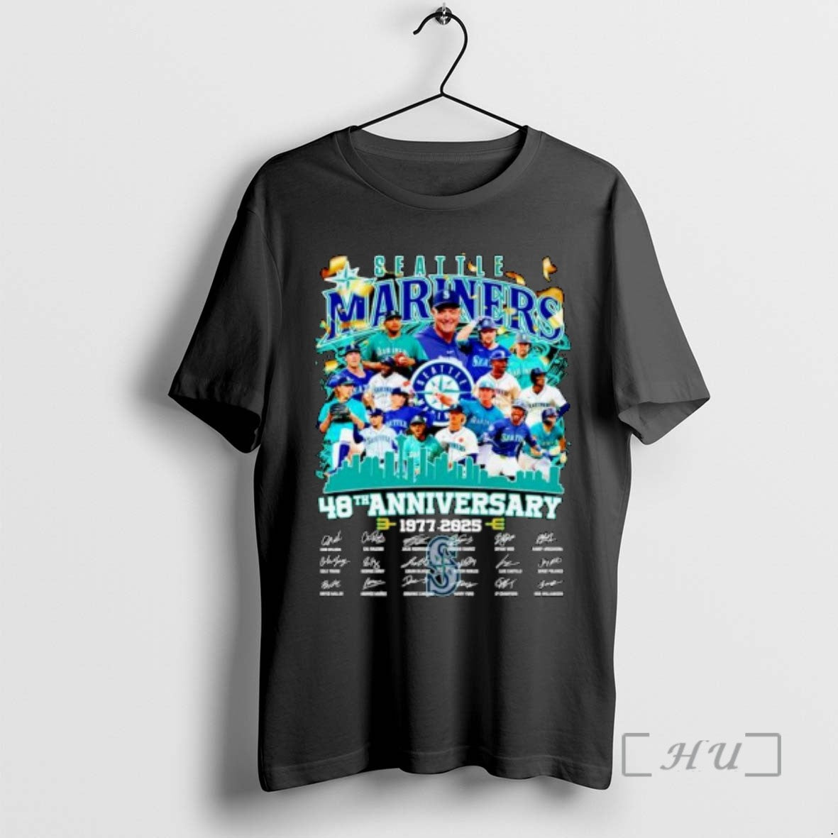 New Seattle Mariners 48th Anniversary 1977 2025 Thank You For The Memories Signatures Ornaments Tee