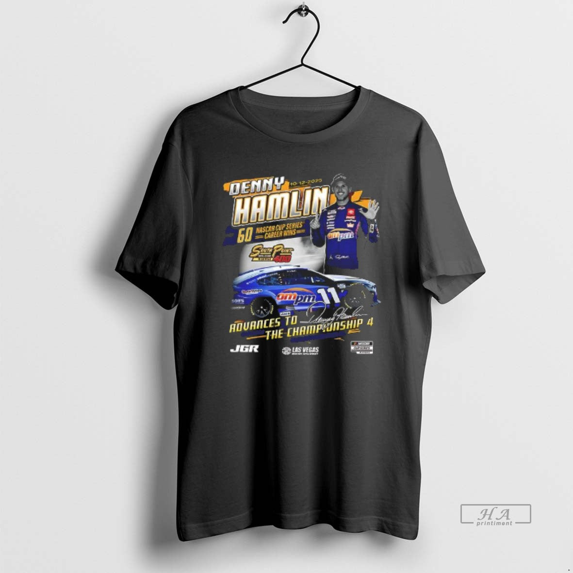 Official 2025 South Point 400 Race Winner Denny Hamlin Checkered Flag Sports