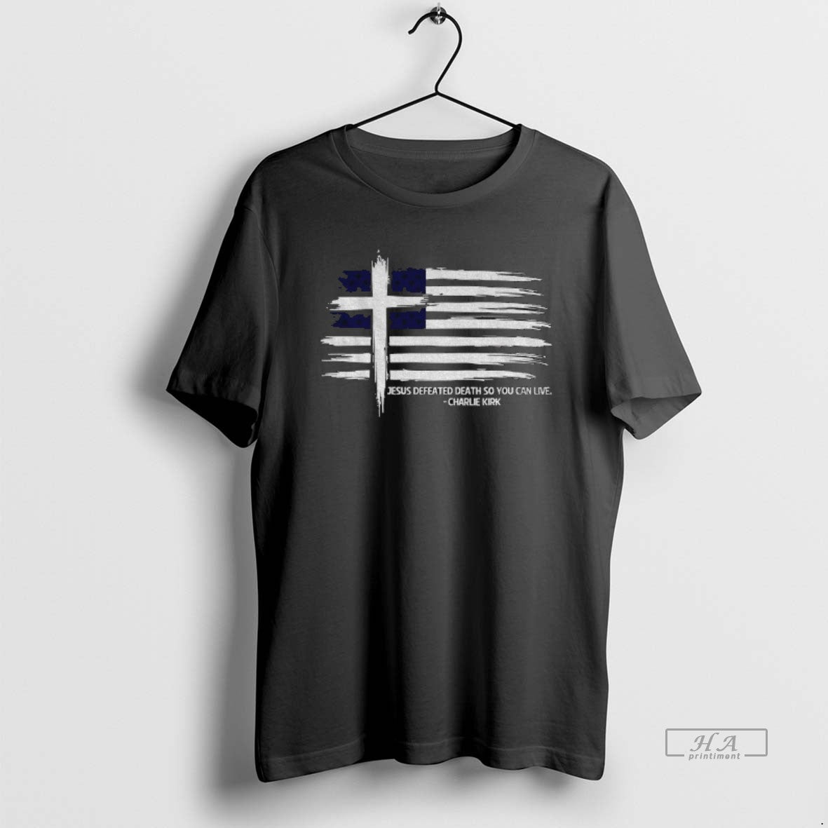 Official Charlie Kirk Memorial Flag Jesus Defeated Death So You Can Live