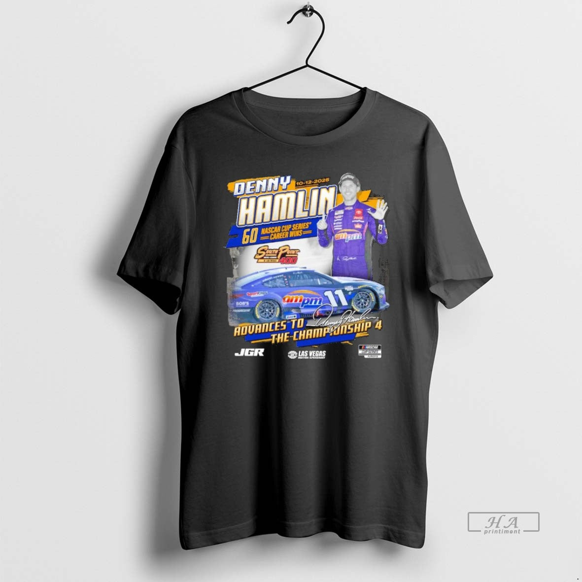 Official Denny Hamlin 2025 South Point 400 Race Winner