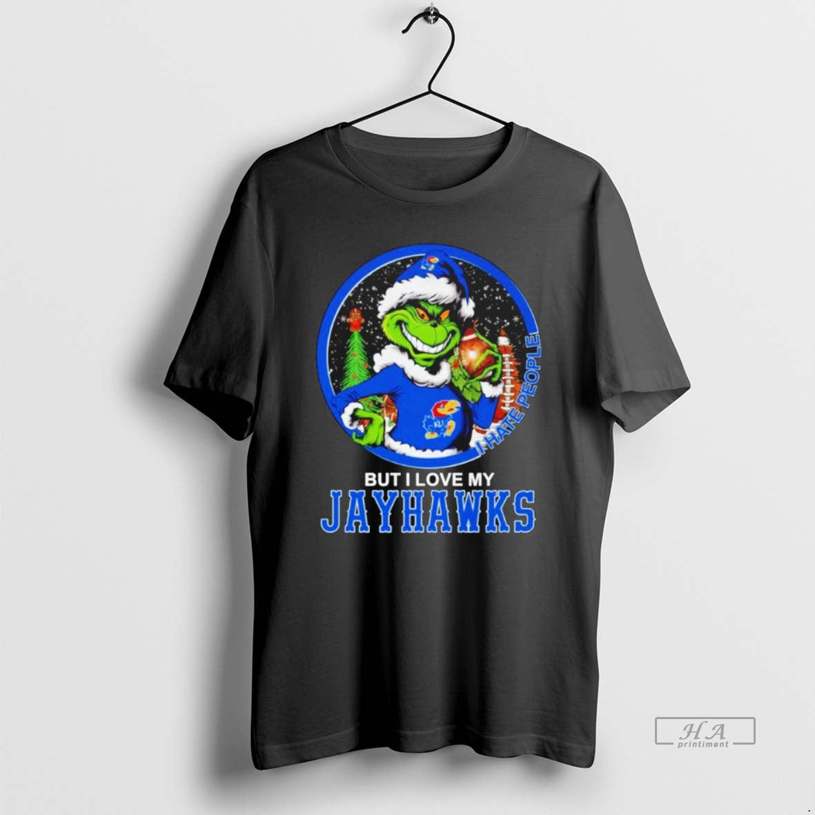 Official Grinch I Hate People But I Love My Kansas Jayhawks
