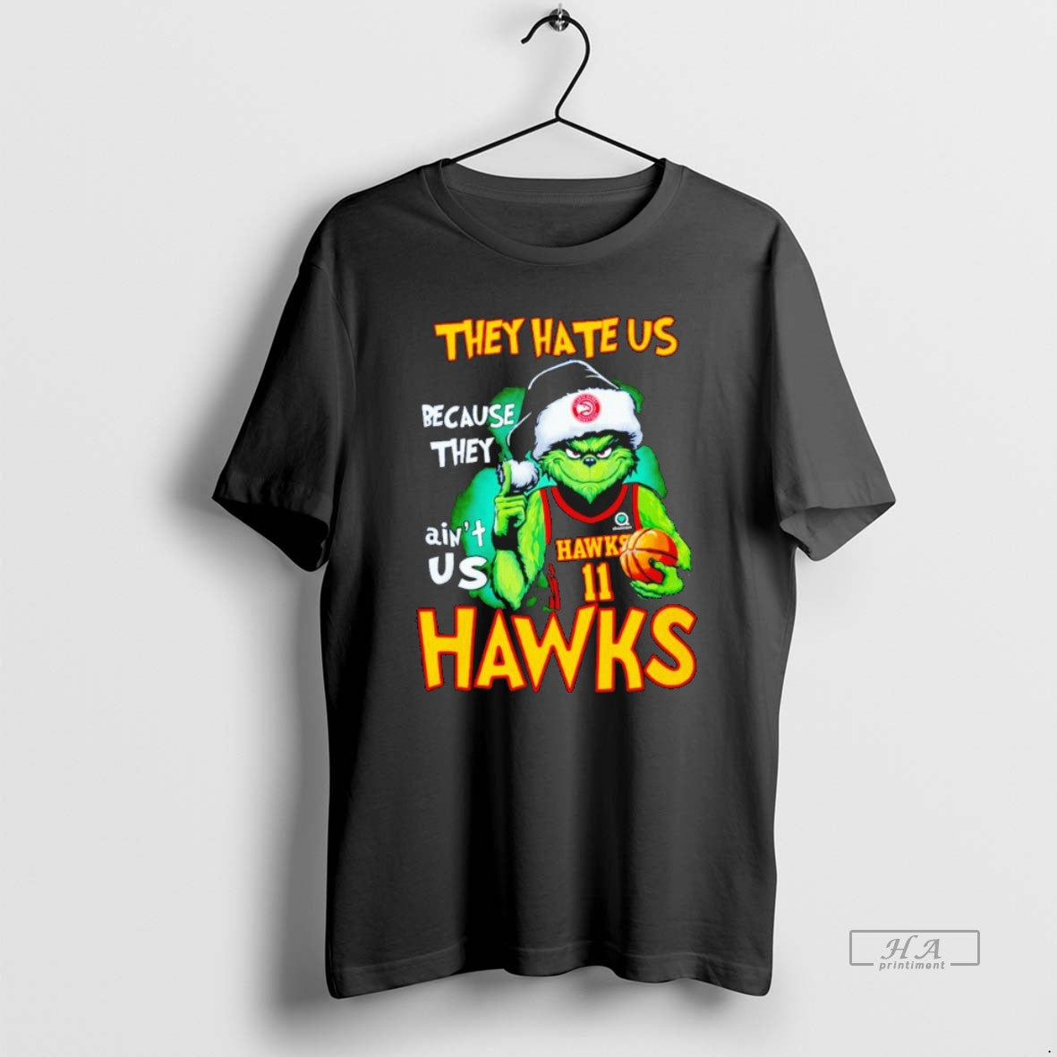 Official Grinch They Hate Us Because They Aint Us Atlanta Hawks Christmas