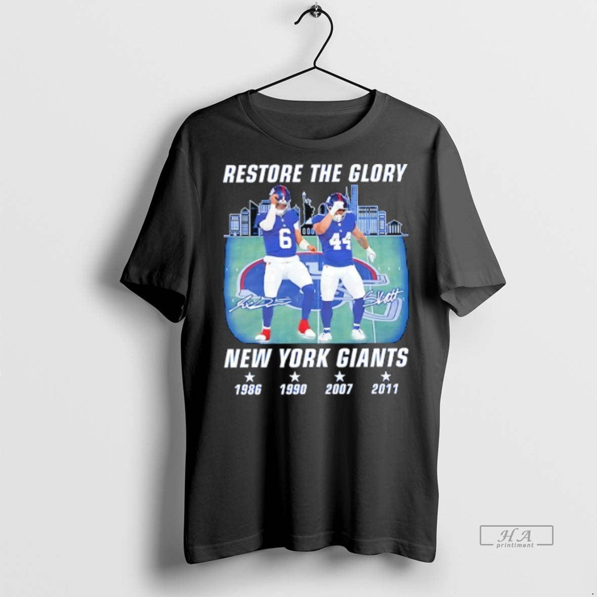 Official Jaxson Dart Cam Skattebo Restore The Glory New York Giants Football Signatures Shirt