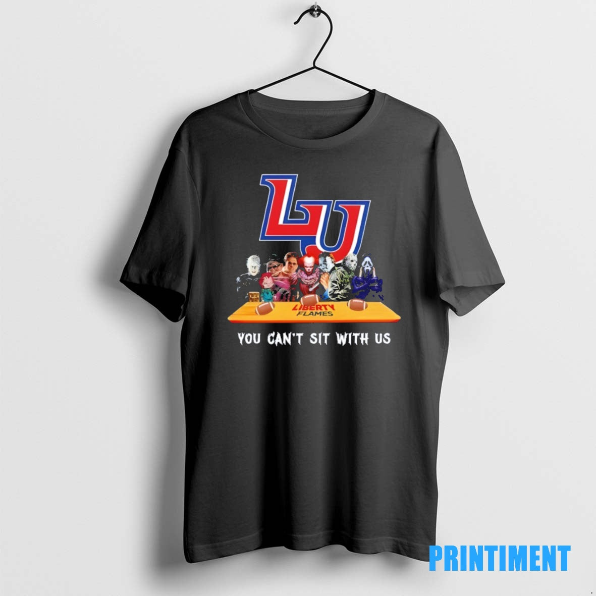 Official Liberty Flames Horror Movie Characters You Cant Sit With Us Halloween Tee Sweater