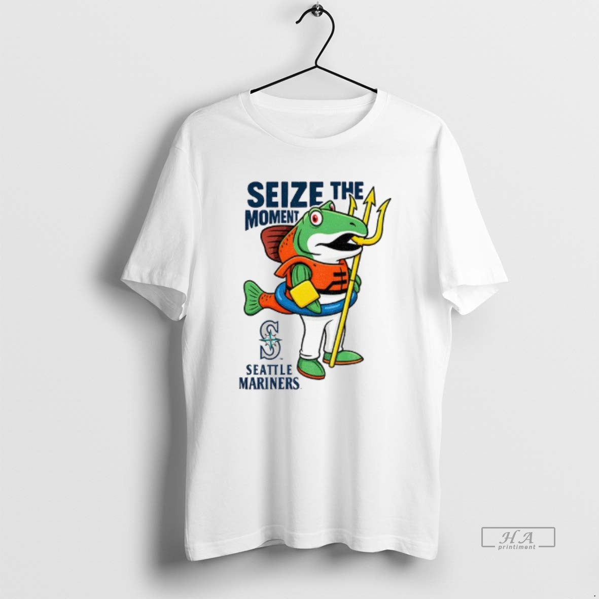 Official Seattle Mariners Humpy Salmon Holding Trident Seize The Moment Mlb