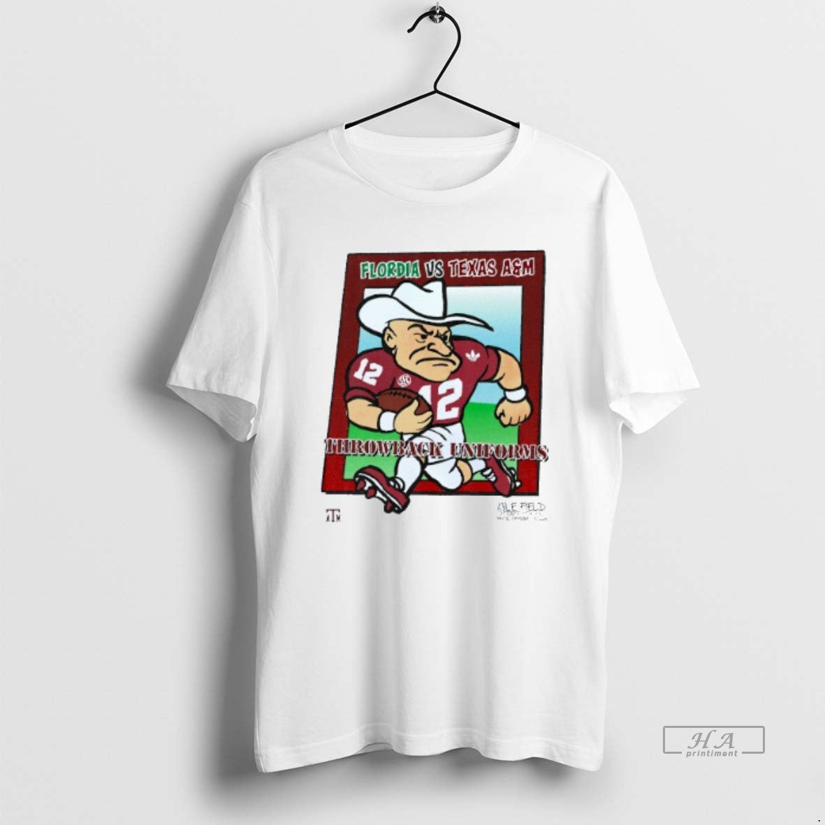 Official Texas Am Aggies Vs Florida Gators Throwback Uniforms Mascot Reveille Mens White Tee