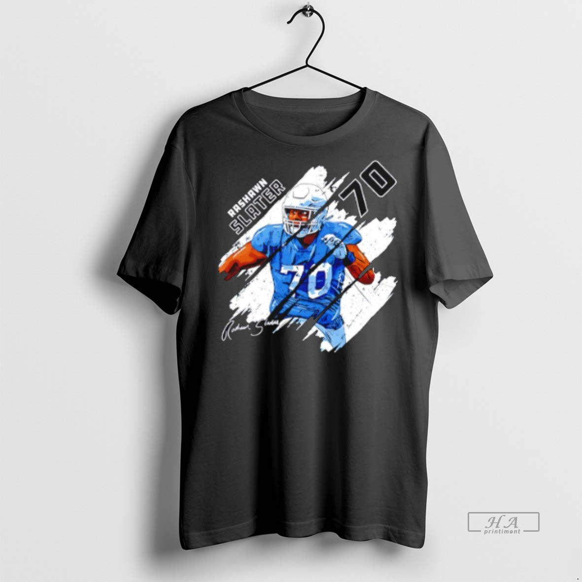 Official Trendy Rashawn Slater Los Angeles Chargers Stripes Tee Sweater