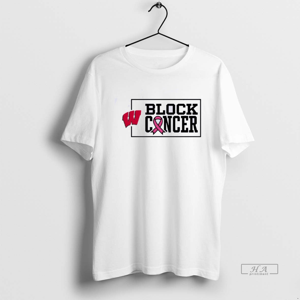 Official Trendy Wisconsin Badgers Block Cancer Pink Ribbon