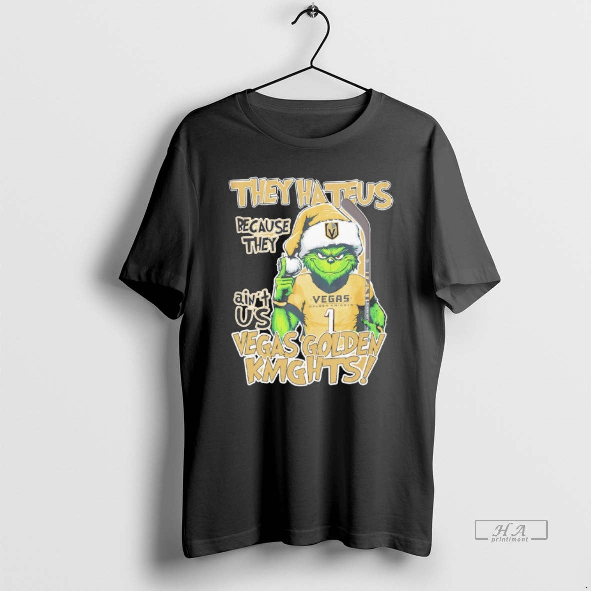 Official Vegas Golden Knights Grinch They Hate Us Because They Aint Us Christmas