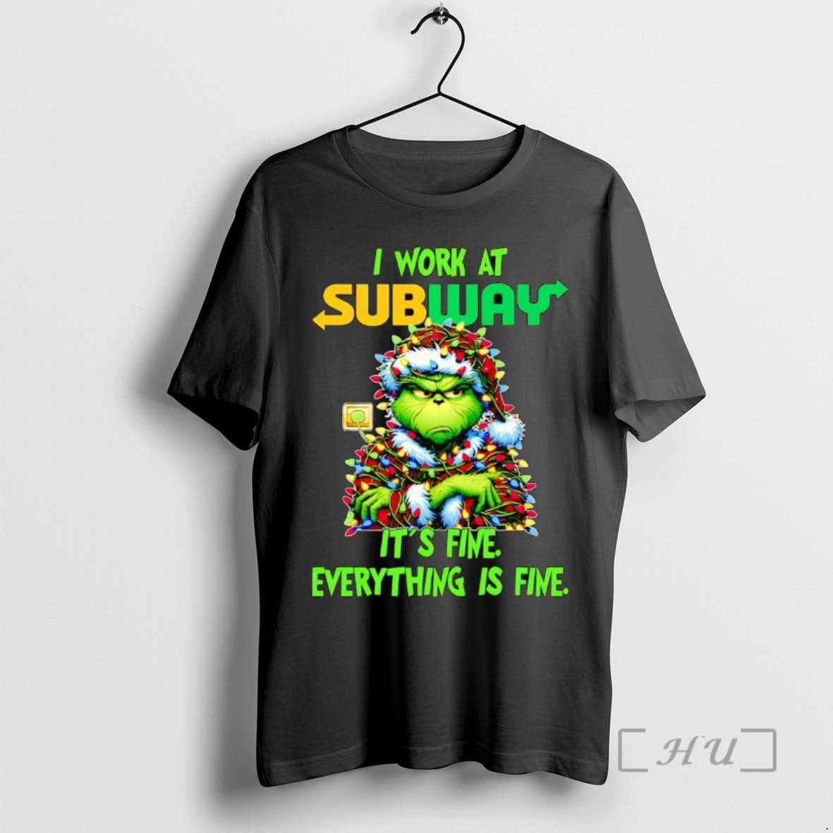 Officials Grinch I Work At Subway Its Fine Everythings Fine Christmas Tee Shirt Sweater