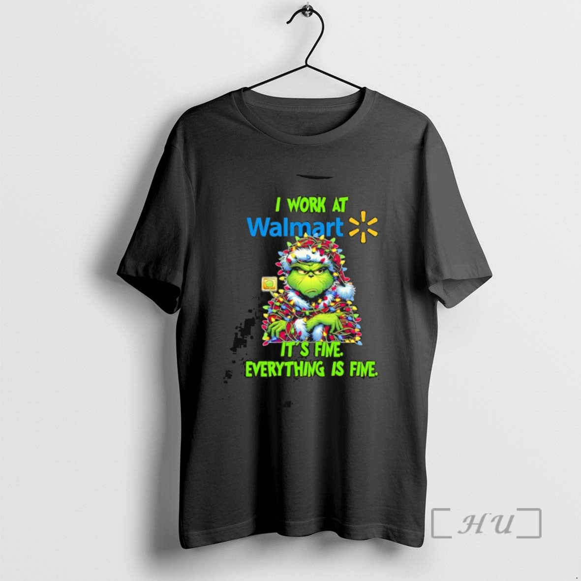Officials Grinch I Work At Walmart Logo Its Fine Everything Is Fine Tee Sweater