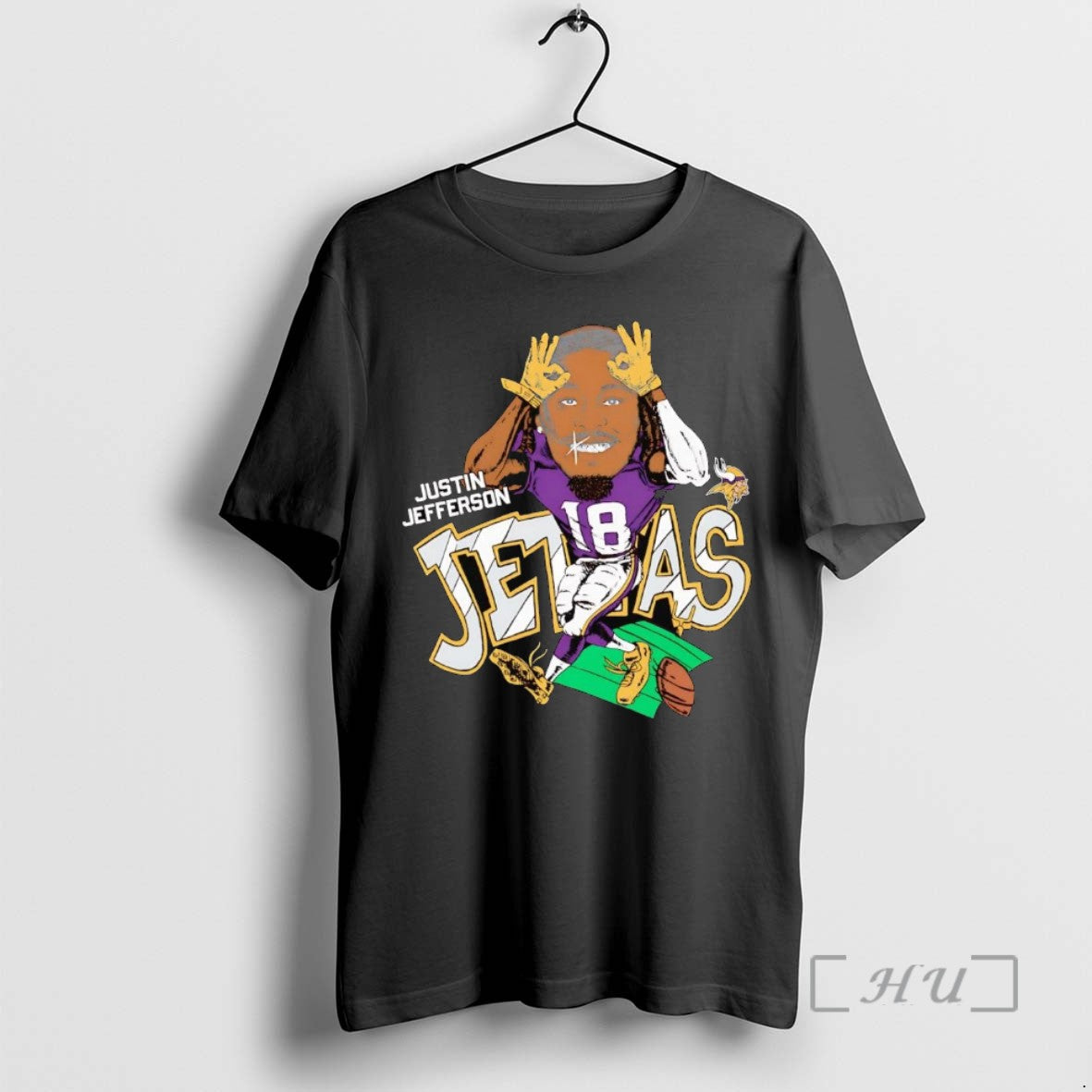 Officials Justin Jefferson Caricature Run Minnesota Vikings T Shirt Sweater