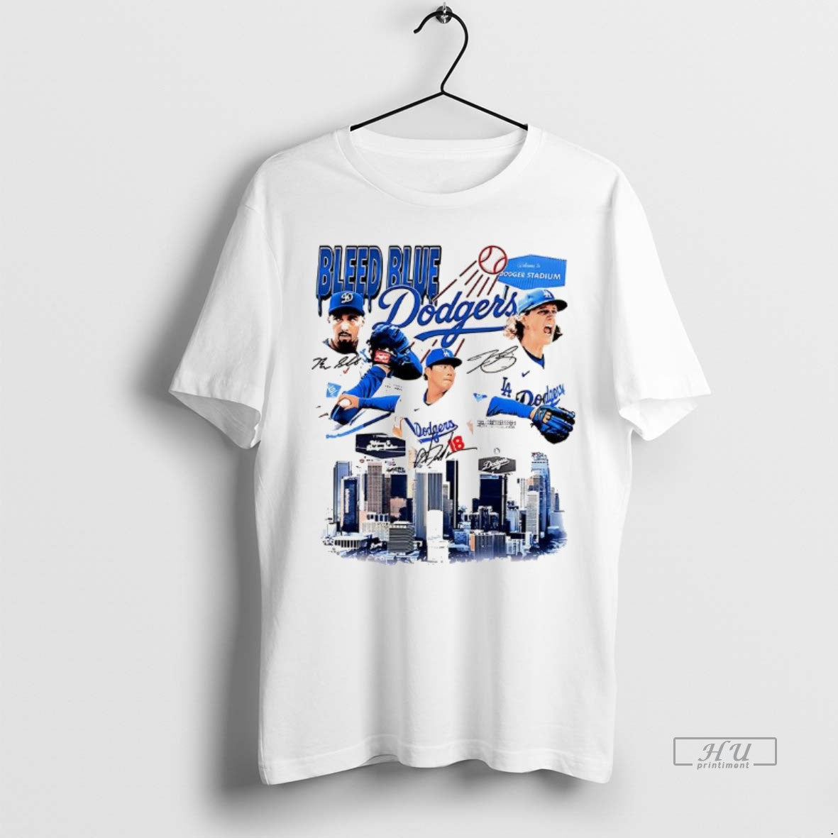 Officials Los Angeles Dodgers Baseball Bleed Blue Player Signature Skyline