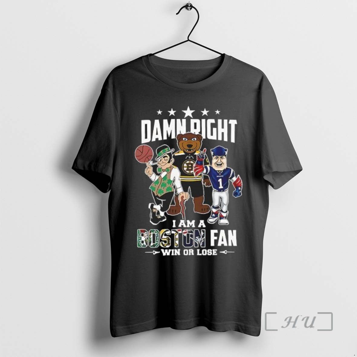 Officials Mascot Damn Right I Am A Boston Fan Win Or Lose T Shirts Sweater