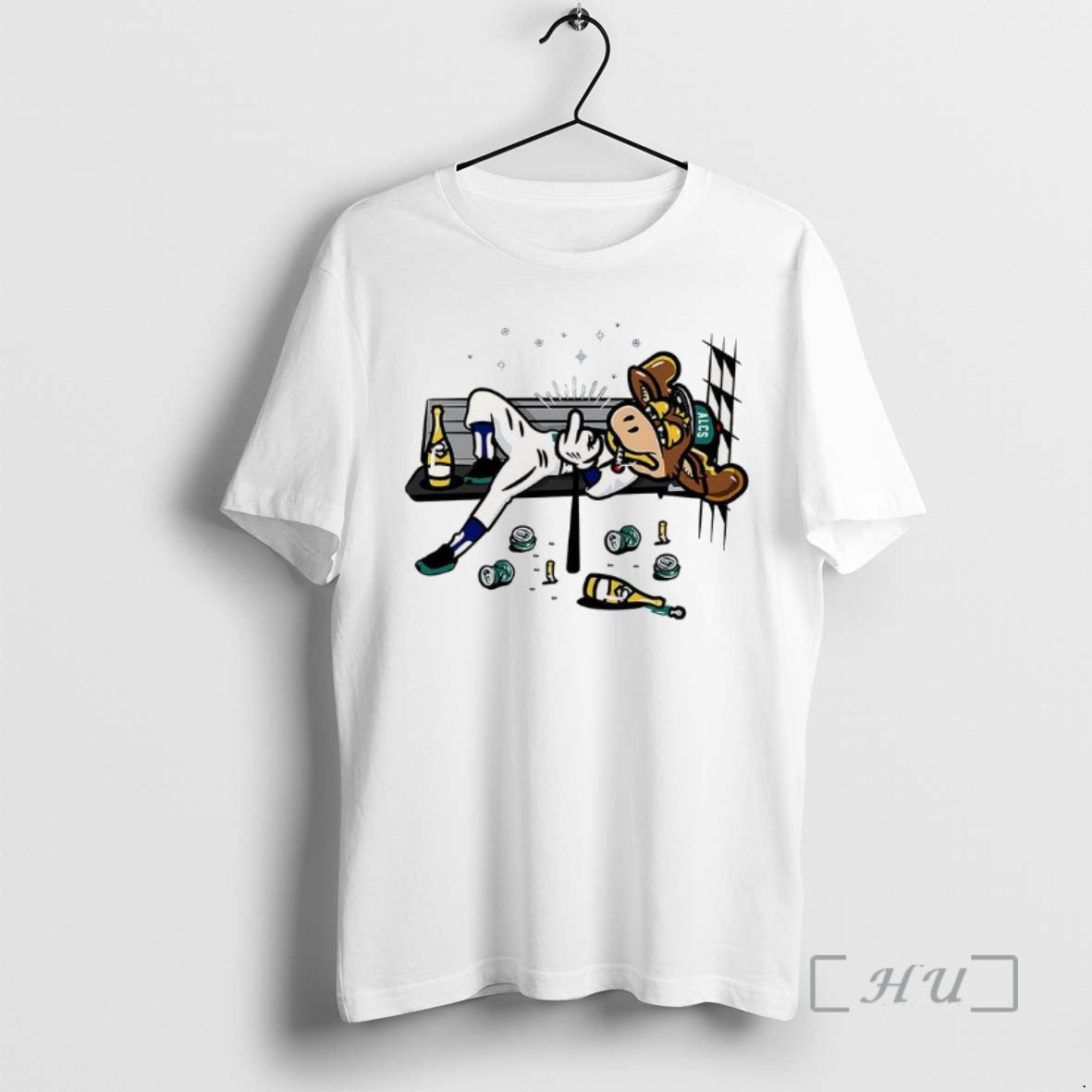 Officials Milwaukee Brewers Alcs Bernie Brewer Middle Finger Moose Country Mascot Tee Sweater