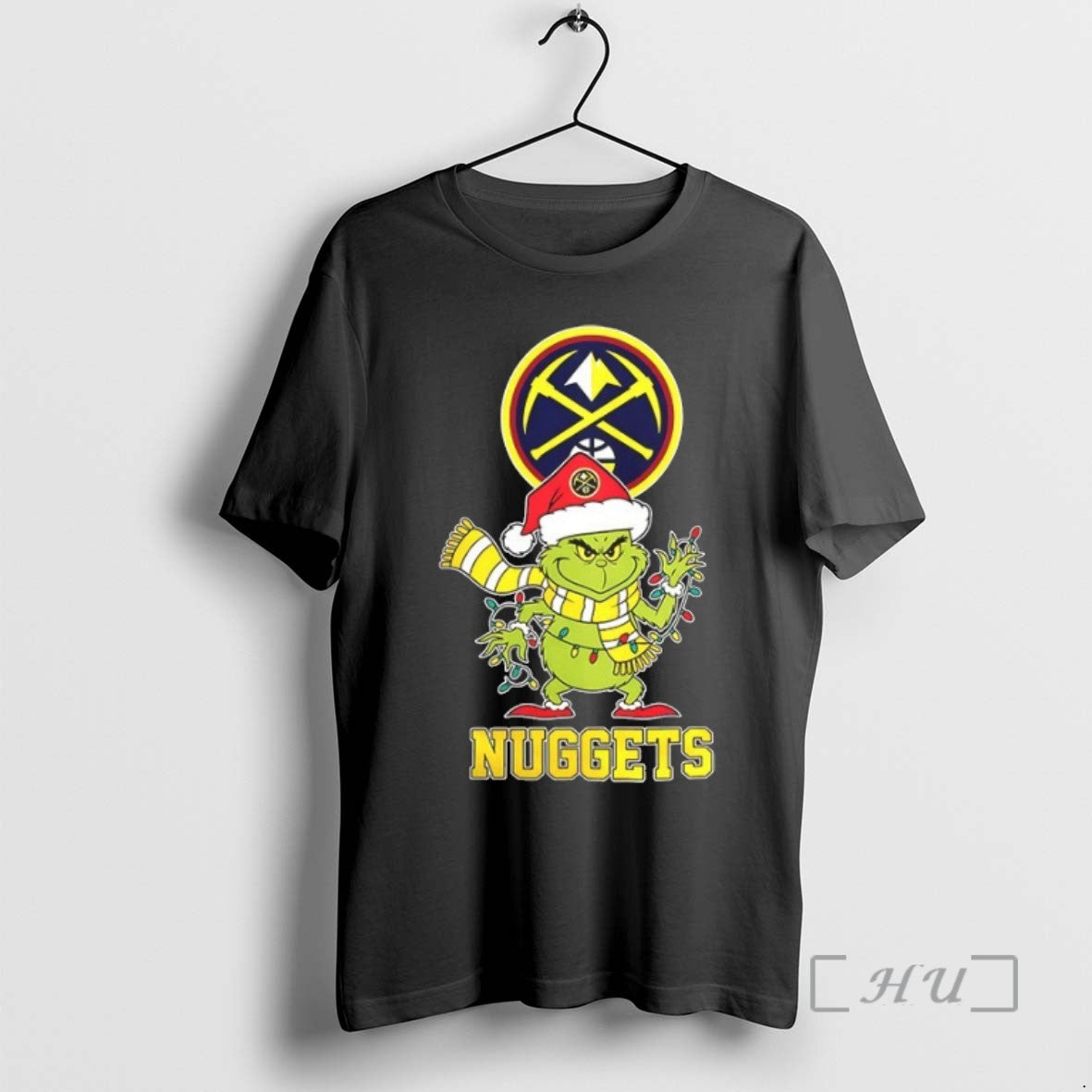 Officials Santa Grinch Lights Denver Nuggets Nba Christmas 2025 Tee Shirt Sweater