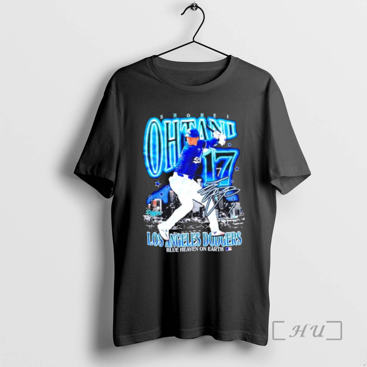 Officials Shohei Ohtani Los Angeles Dodgers Players Blue Heaven On Earth Signature Tee Sweater