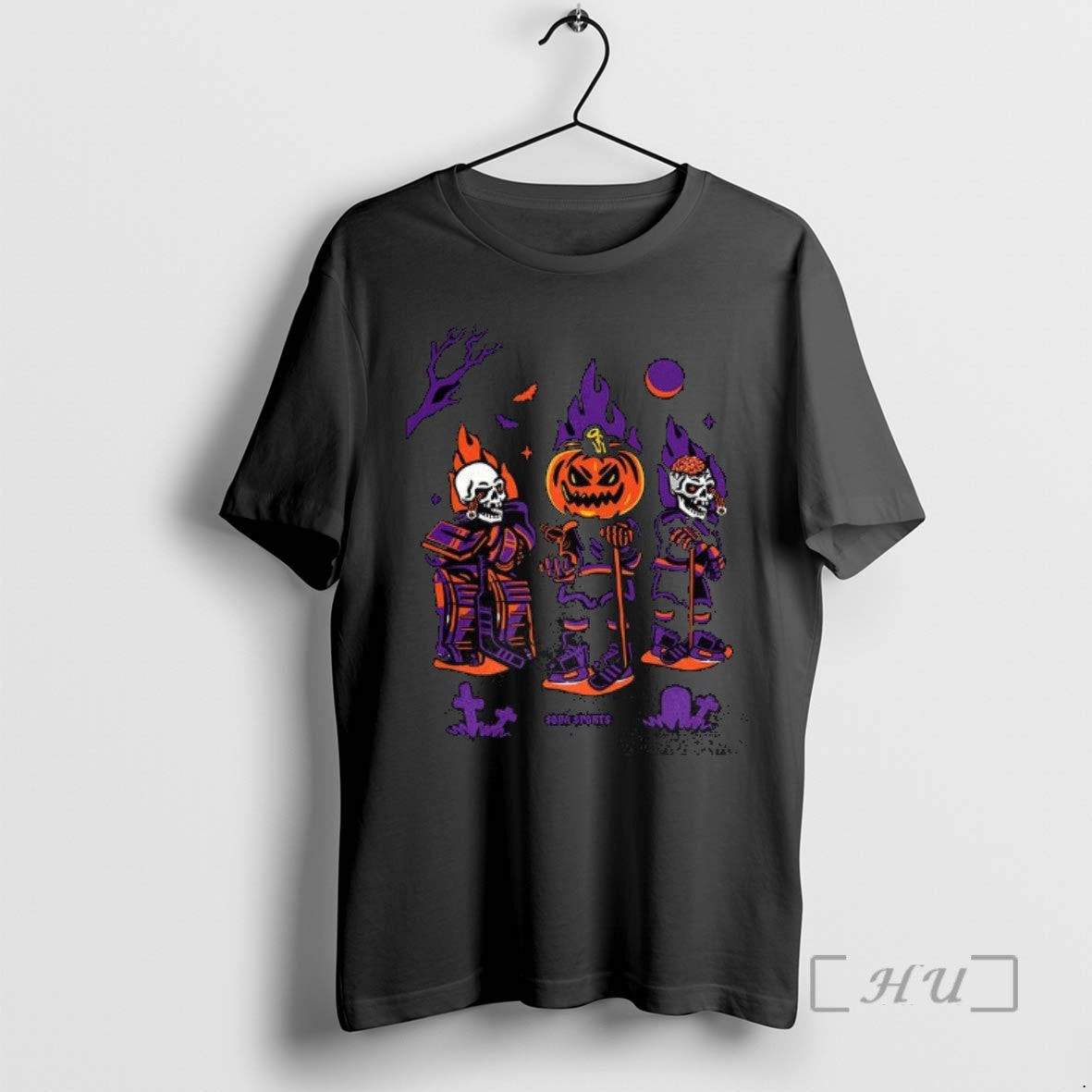 Officials Sleepy Hollow Hockey Club Est 1820 Skeleton Pumpkin Head And Zombie Halloween Tee Sweater