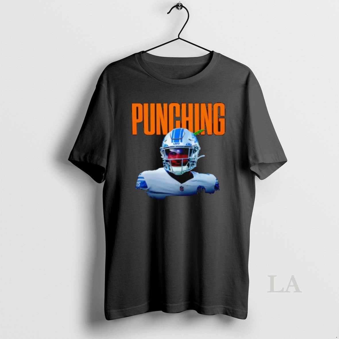 Original Brian Branch Punching Detroit Lions